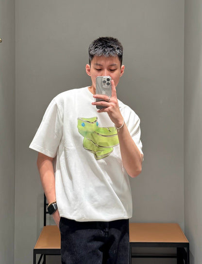 Le 2025ss fluoreszierendes T-Shirt mit Schlangenmuster 