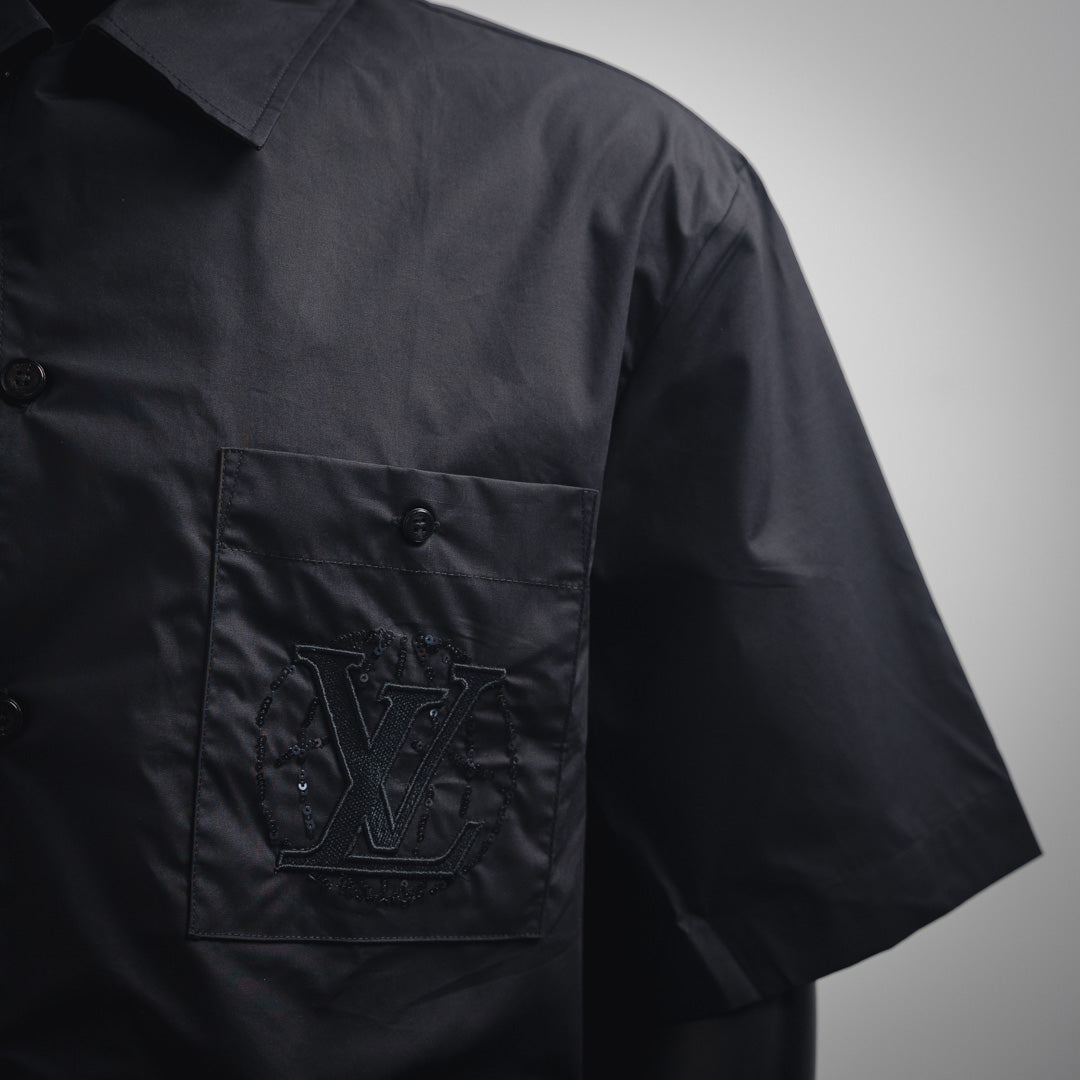 1V Embroidered sequin short-sleeved shirt