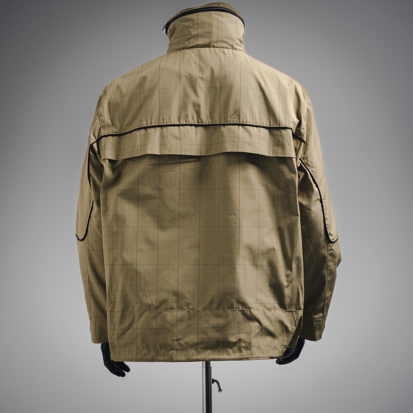 
B Bestickter Stehkragen-Halb-Reißverschluss-Plaid-Jacke