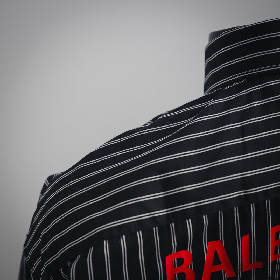 B  25ss printed striped shirt