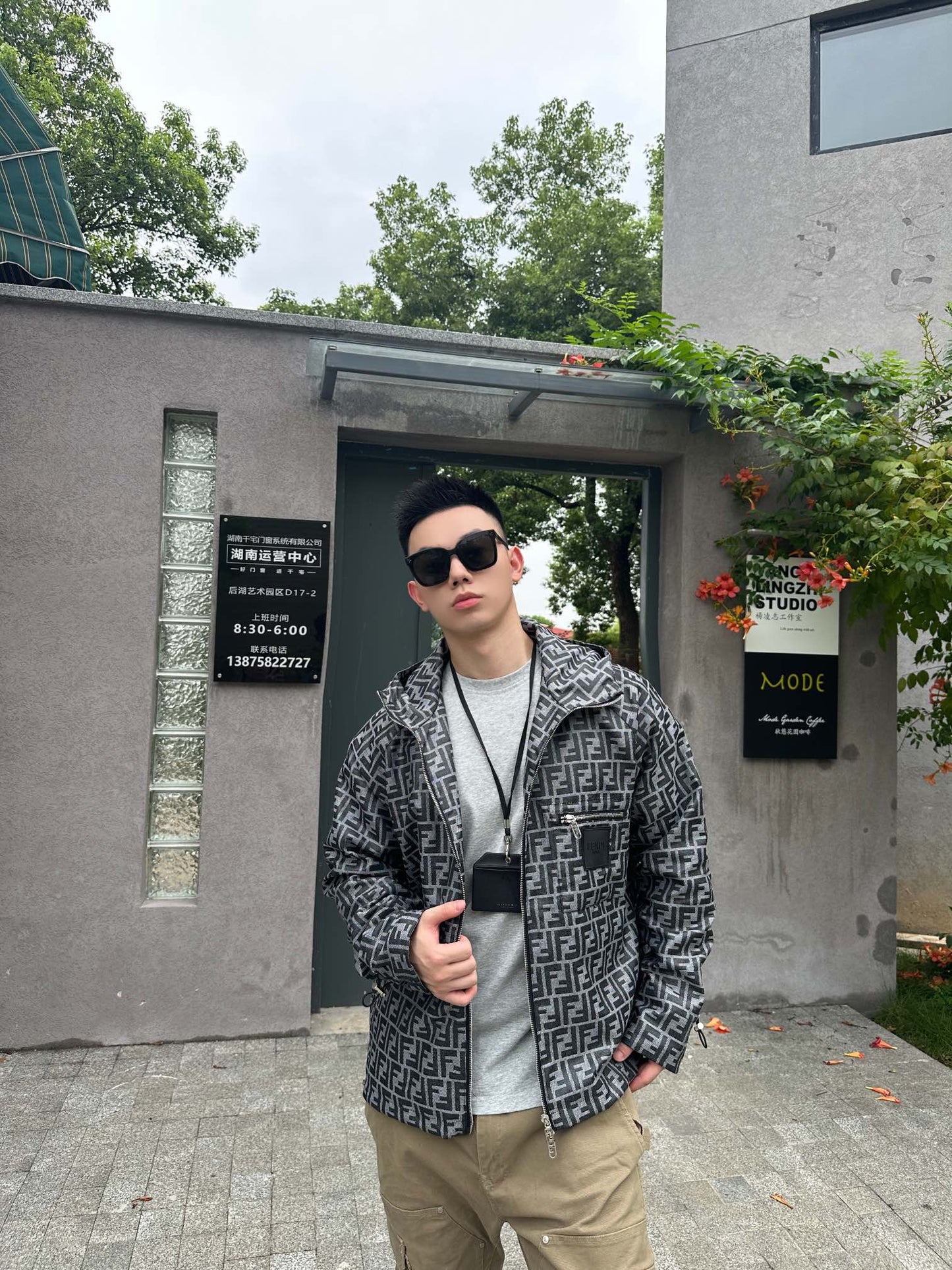 Fe  FF full print windbreaker zipper jacket