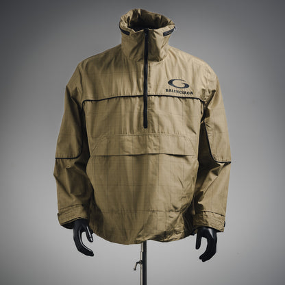 
B Bestickter Stehkragen-Halb-Reißverschluss-Plaid-Jacke