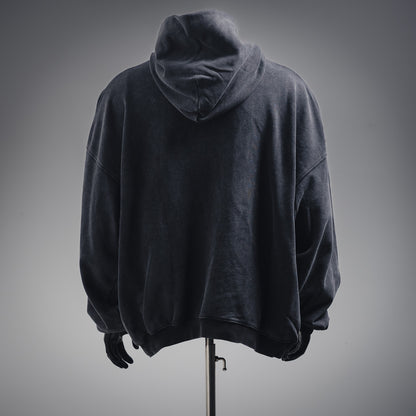 B  Printed washed hooded sweatshirt