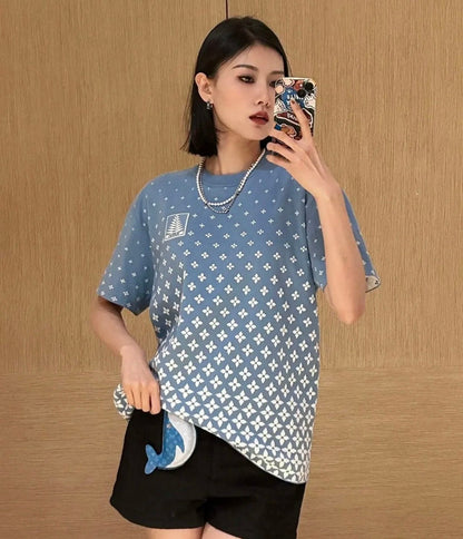 1V 25ss ski series gradient knitted short sleeves