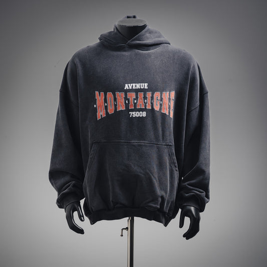 B  Printed washed hooded sweatshirt