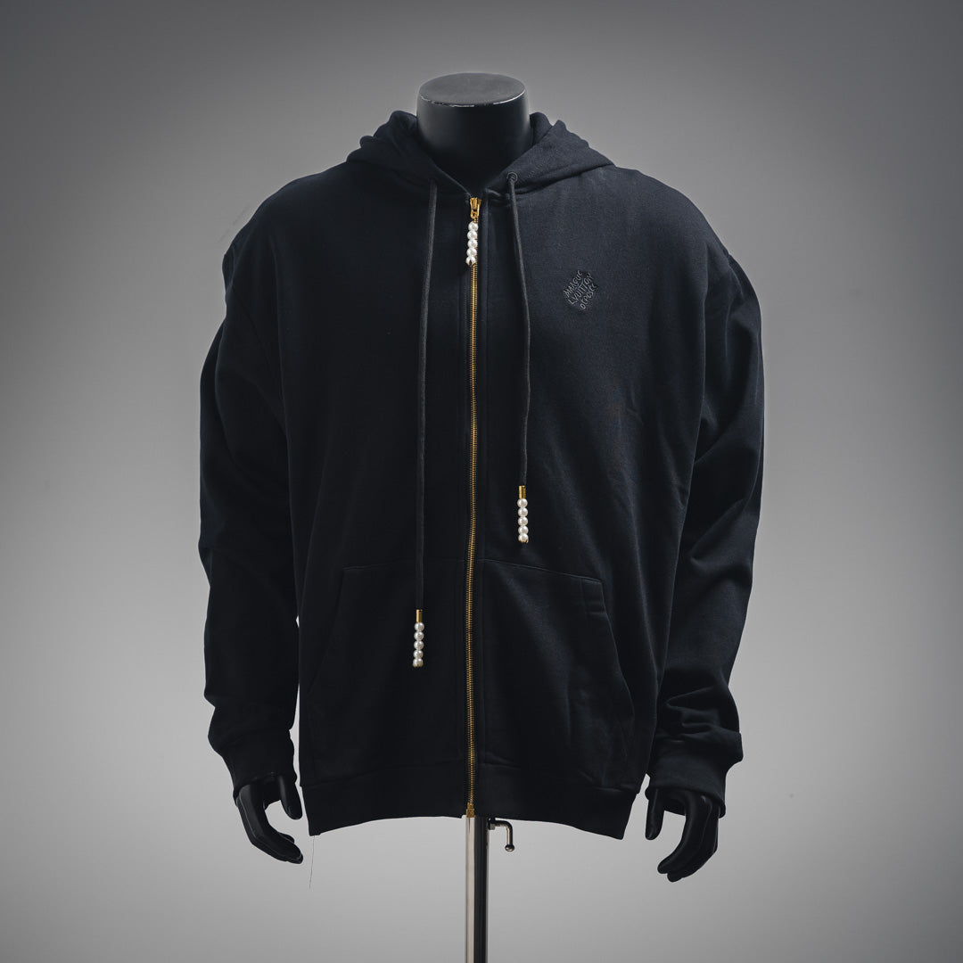 1V Pearl Hooded Zipper Sweatshirt