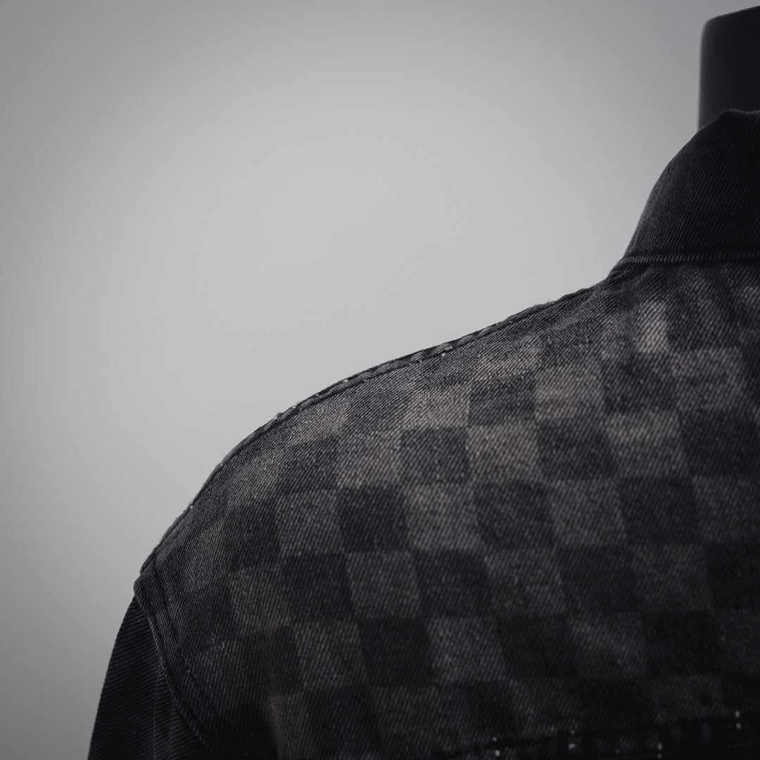 1V 24FW Gradient Checkerboard Denim Jacket  set