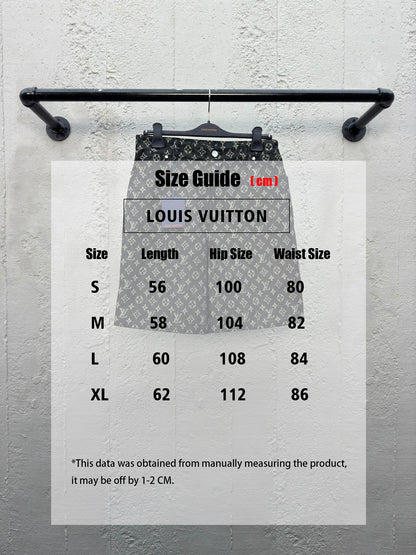 1V  jacquard full print denim shorts