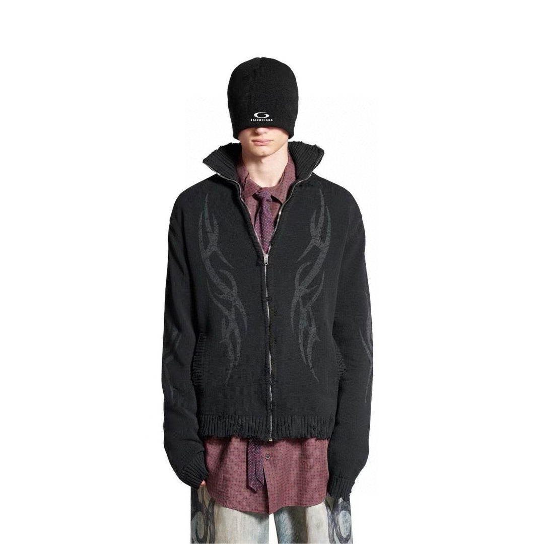 B  25ss New Flame Totem Zipper Sweater