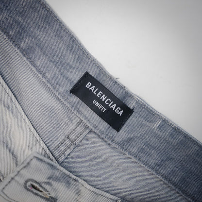 B  2025ss white wasteland waxed heavy-duty jeans