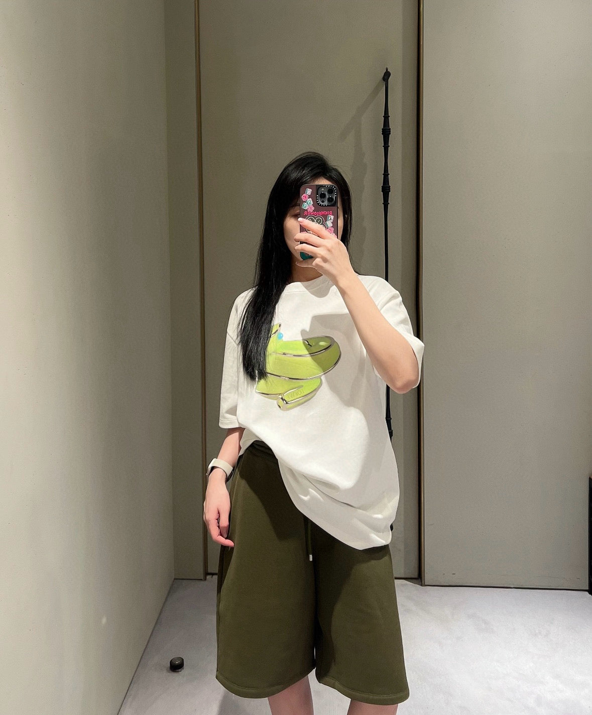 Le 2025ss fluoreszierendes T-Shirt mit Schlangenmuster 