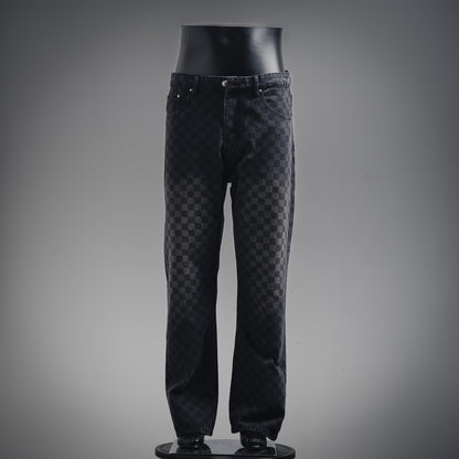 1V  24FW Gradient Checkerboard Jeans  set