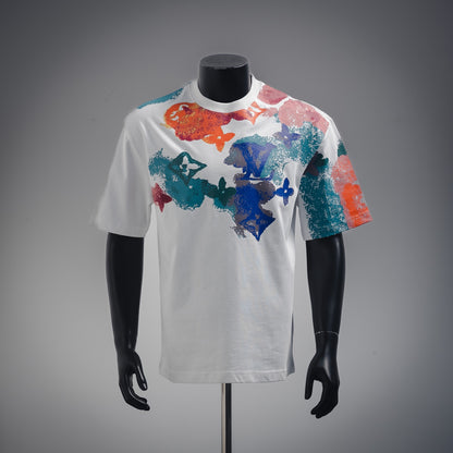 1V 2025ss Colorful ink pattern T-shirt