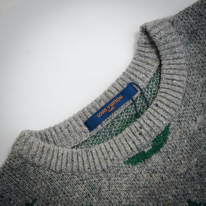 1V 24FW logo jacquard round neck sweater