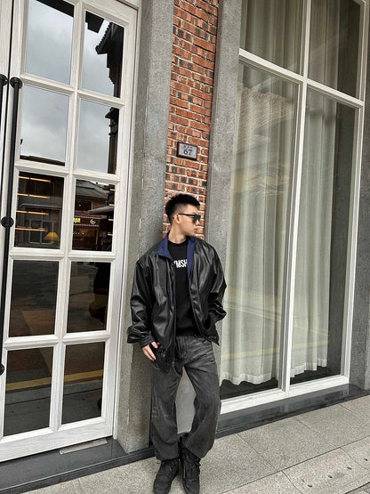 
B Catwalk-Stil doppelseitige Lederjacke