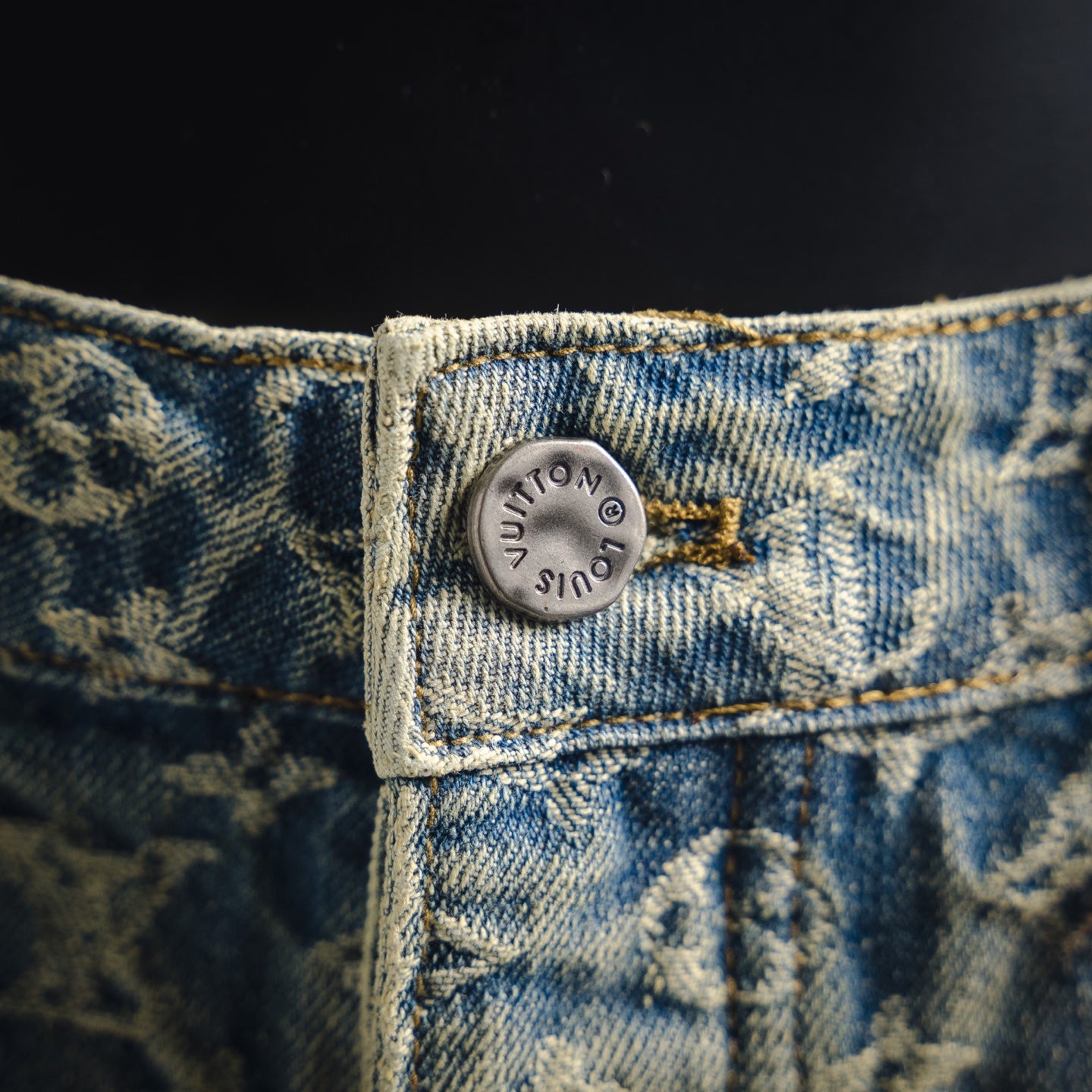 1V Jacquard straight washed jeans