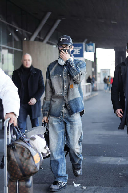 L 24FW sonnenverblasste Jeansjacke 