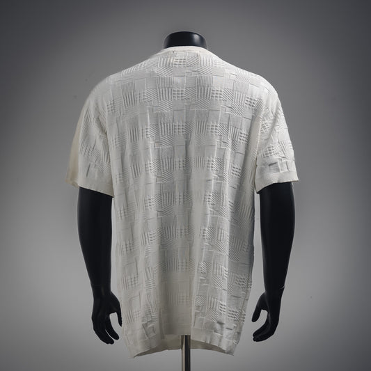 1V  2025ss Leather Badge Jacquard Short Sleeves