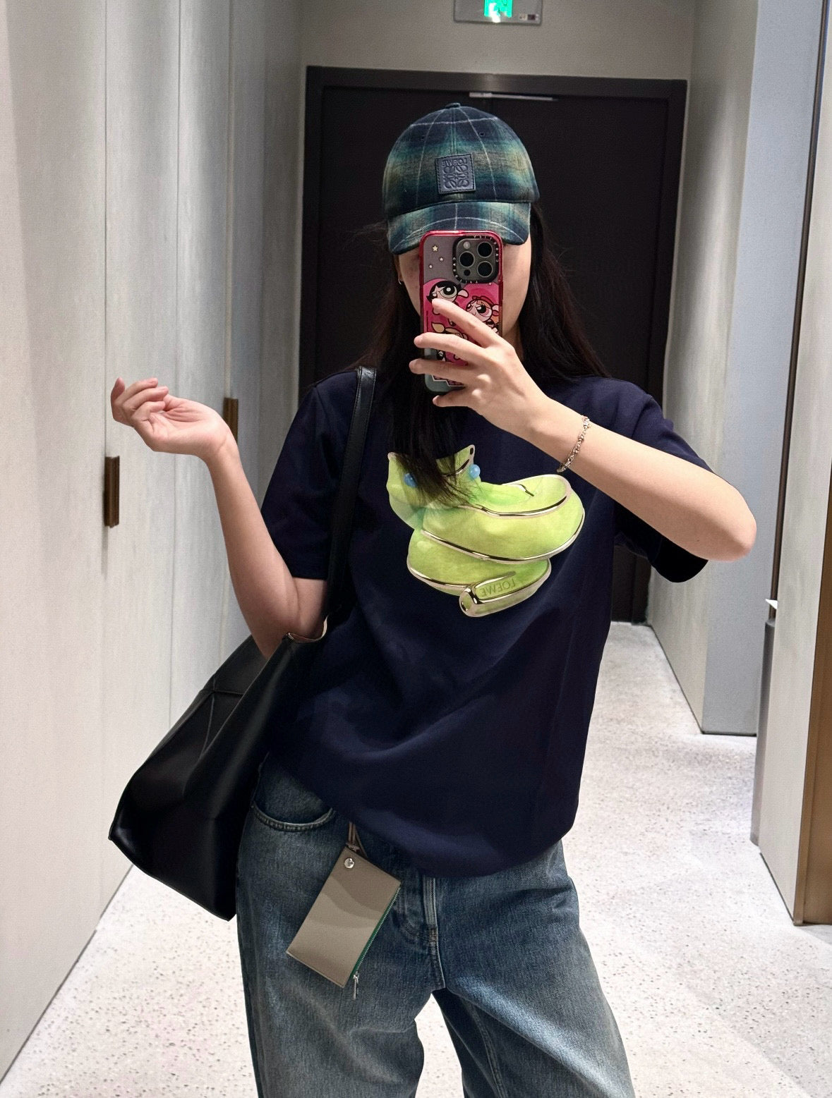 Le 2025ss fluoreszierendes T-Shirt mit Schlangenmuster 