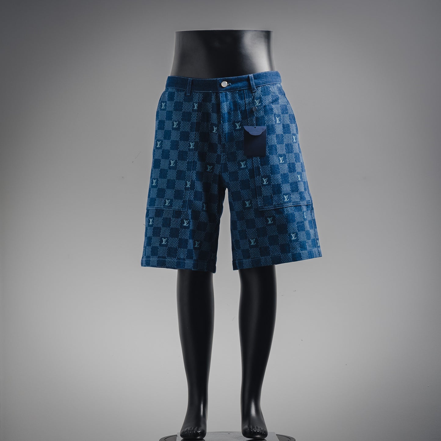 1V 2025 Embroidered Damier Denim Shorts