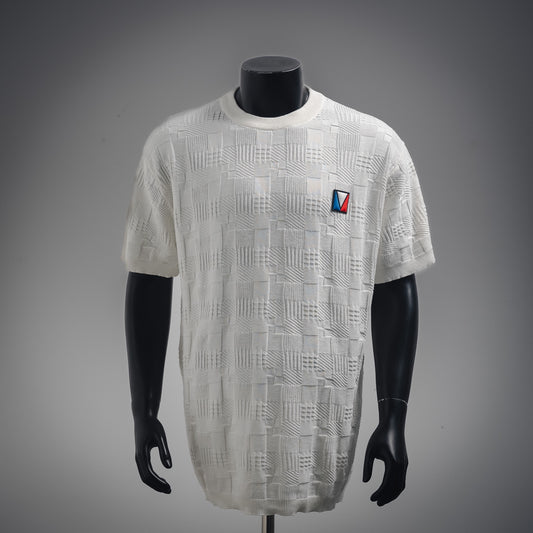 1V  2025ss Leather Badge Jacquard Short Sleeves