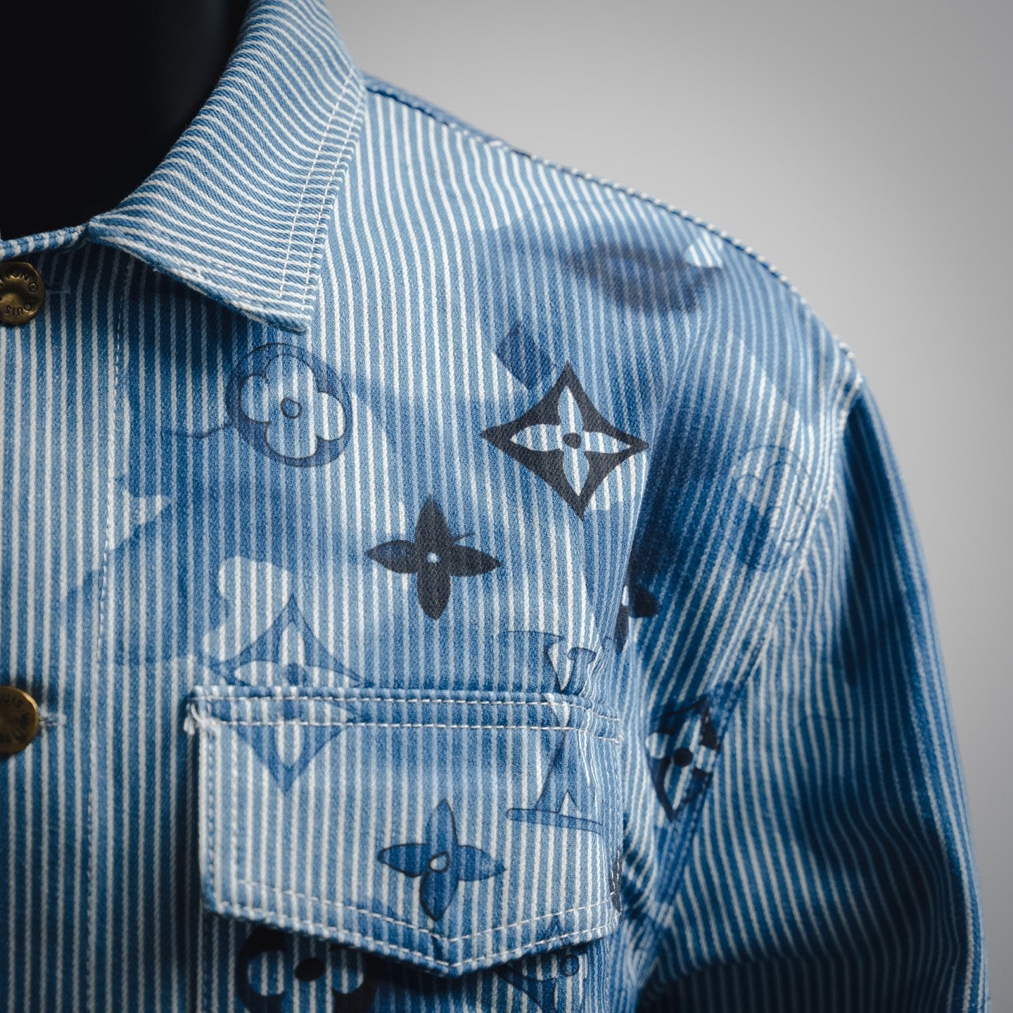 1V Ink pattern denim jacket