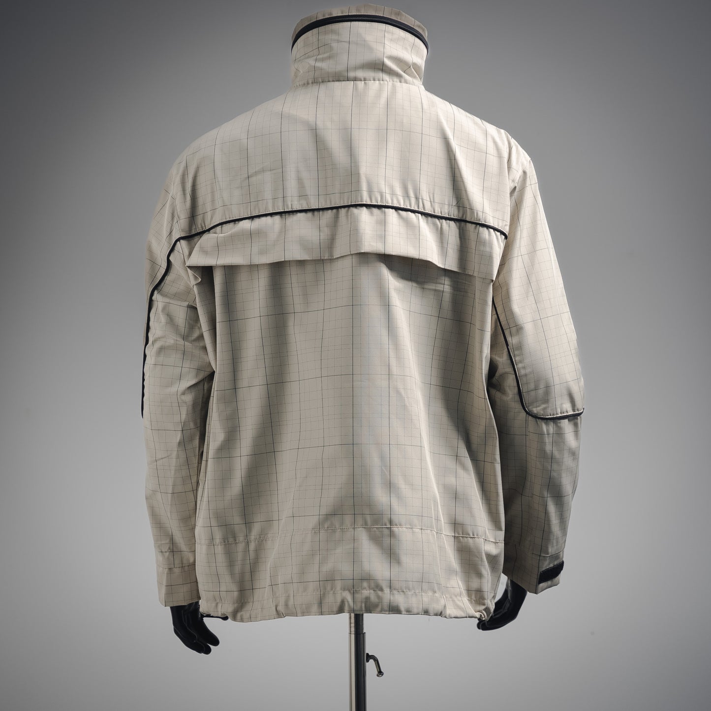 
B Bestickter Stehkragen-Halb-Reißverschluss-Plaid-Jacke