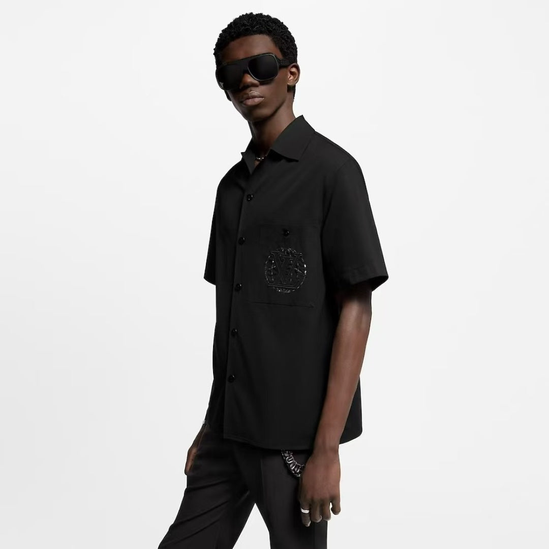 1V Embroidered sequin short-sleeved shirt