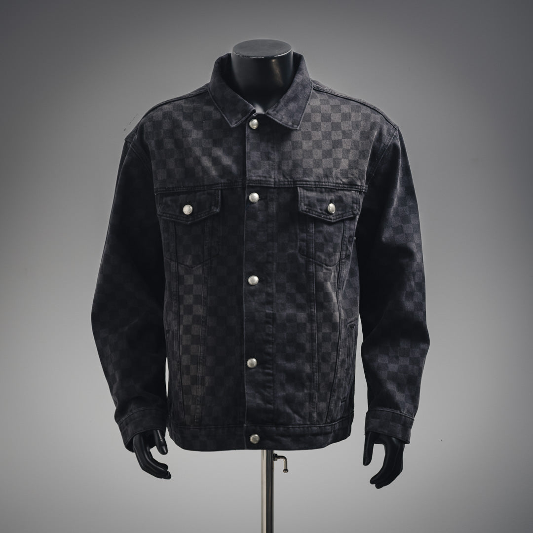 1V 24FW Gradient Checkerboard Denim Jacket  set