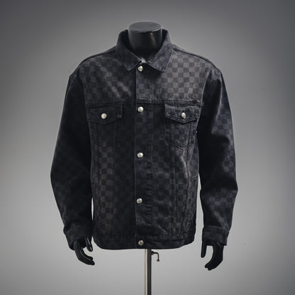 1V 24FW Gradient Checkerboard Denim Jacket  set