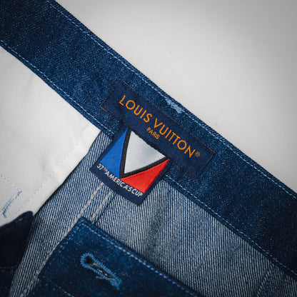 1V 2025 Embroidered Damier Denim Shorts