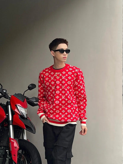 1V 24ss Chain Print Crew Neck Sweater