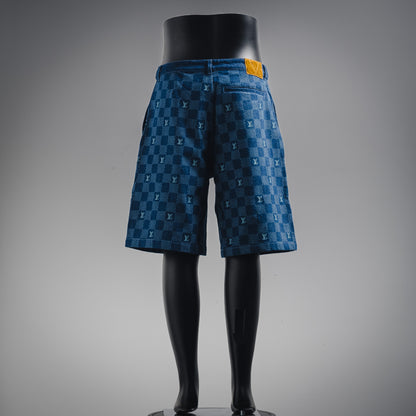 1V 2025 Embroidered Damier Denim Shorts