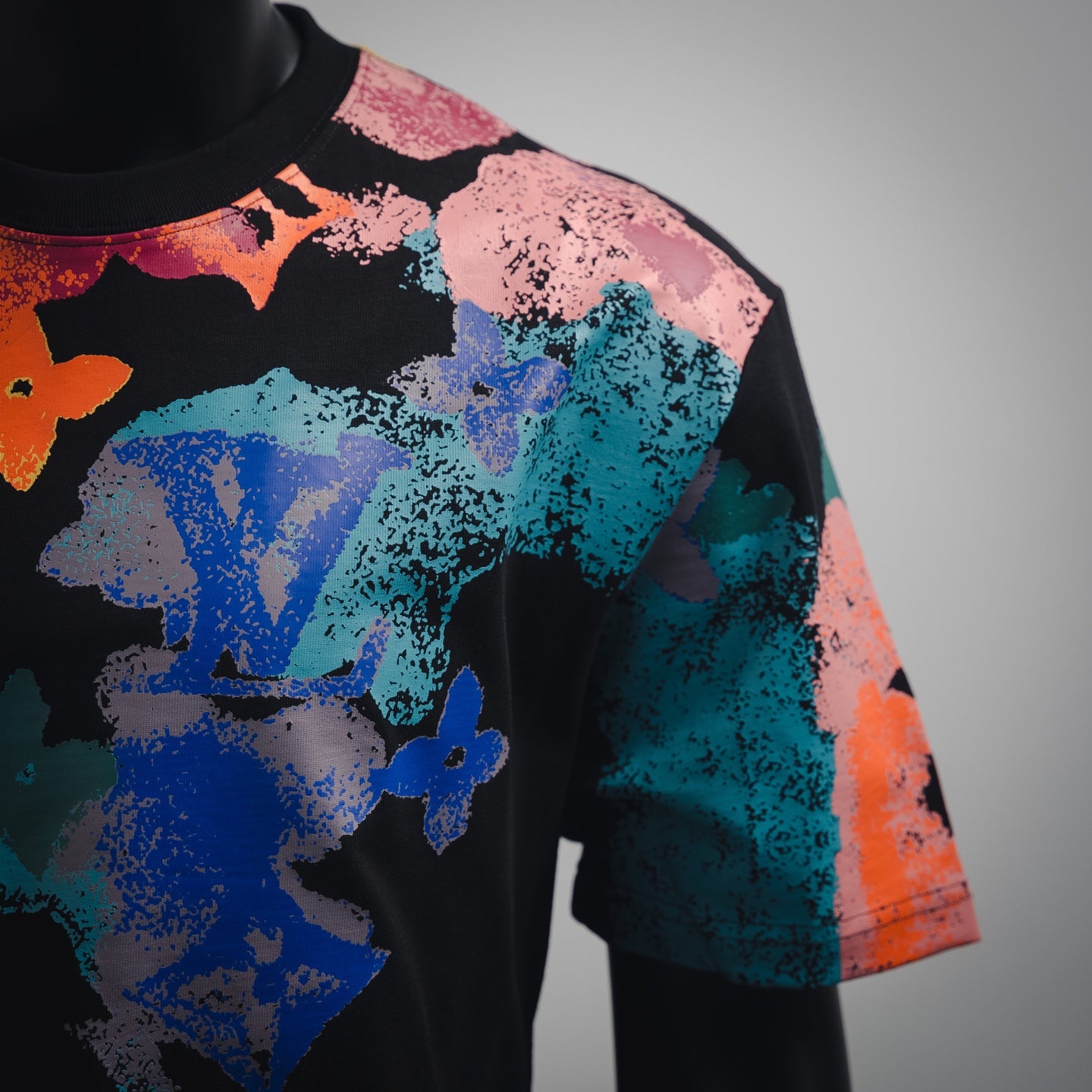 1V 2025ss Colorful ink pattern T-shirt
