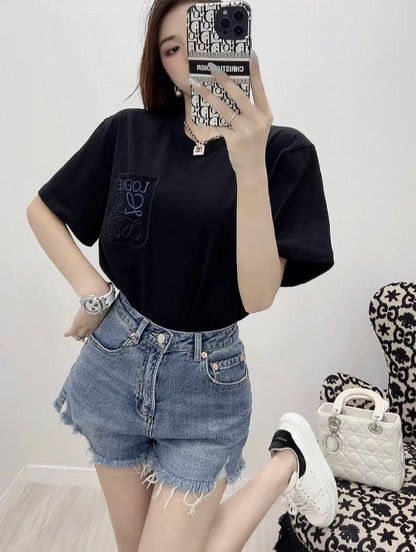 T-Shirt mit gesticktem Pocket-Logo 