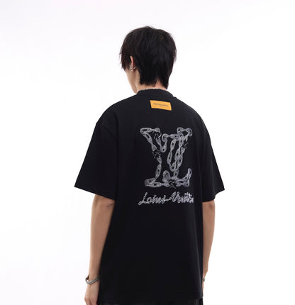 1V  Classic Chain Embroidered T-shirt