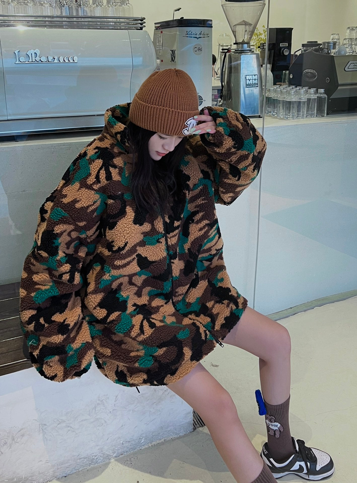 B  Camouflage lamb wool jacket