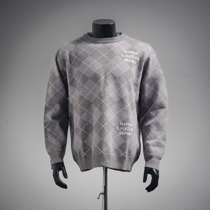 1V 2024FW Diamond Check Cashmere Sweater