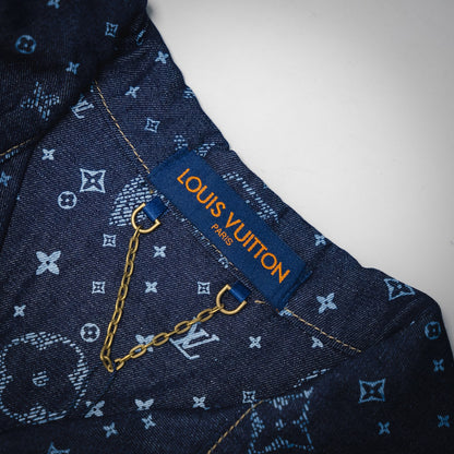 1V  2025 Printed Short-Sleeved Denim Shirt set