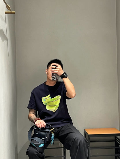 Le 2025ss fluoreszierendes T-Shirt mit Schlangenmuster 