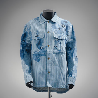 1V Ink pattern denim jacket