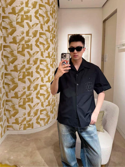 1V Embroidered sequin short-sleeved shirt