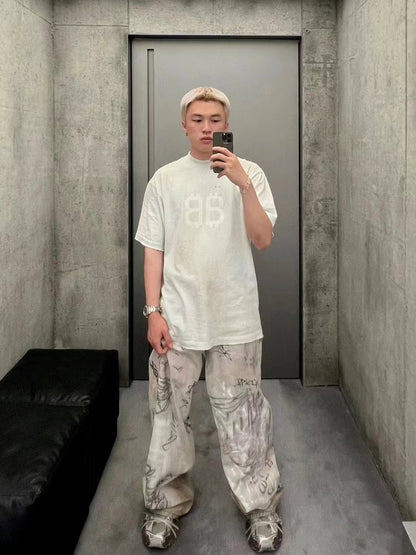 B 24FW catwalk style graffiti jeans
