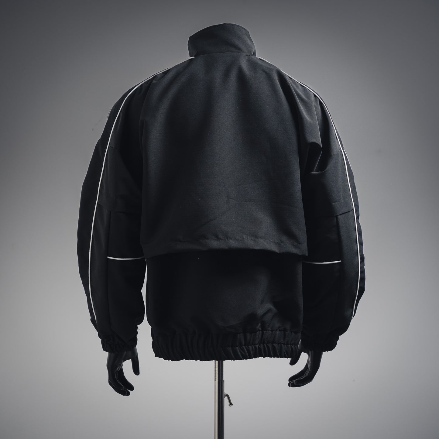 B  Embroidered stand-up collar zipper plaid jacket