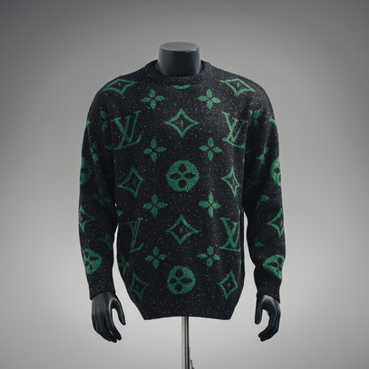 1V 24FW logo jacquard round neck sweater