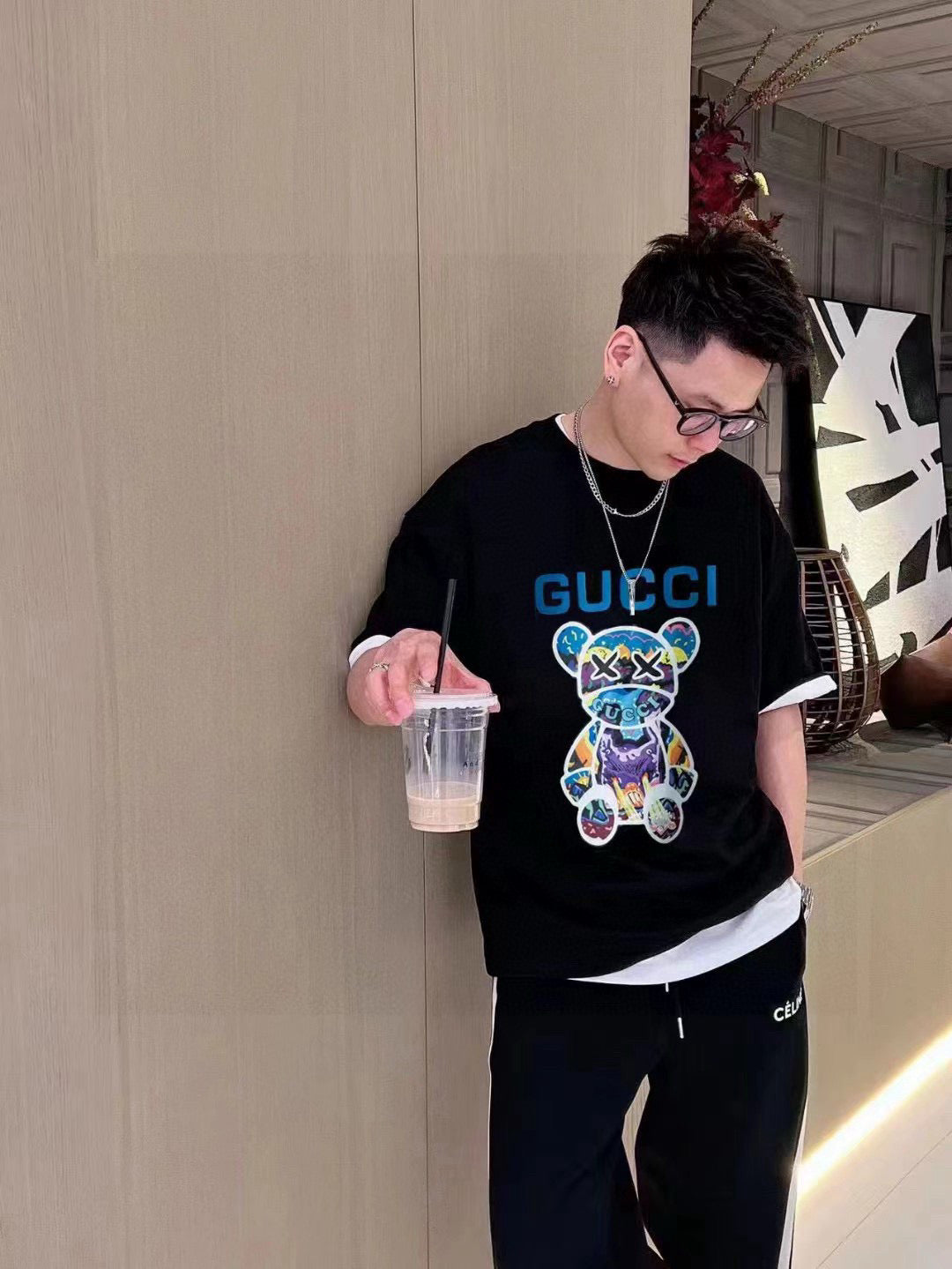 G  24ss graffiti bear print T-shirt