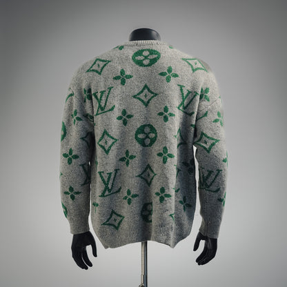 1V 24FW logo jacquard round neck sweater
