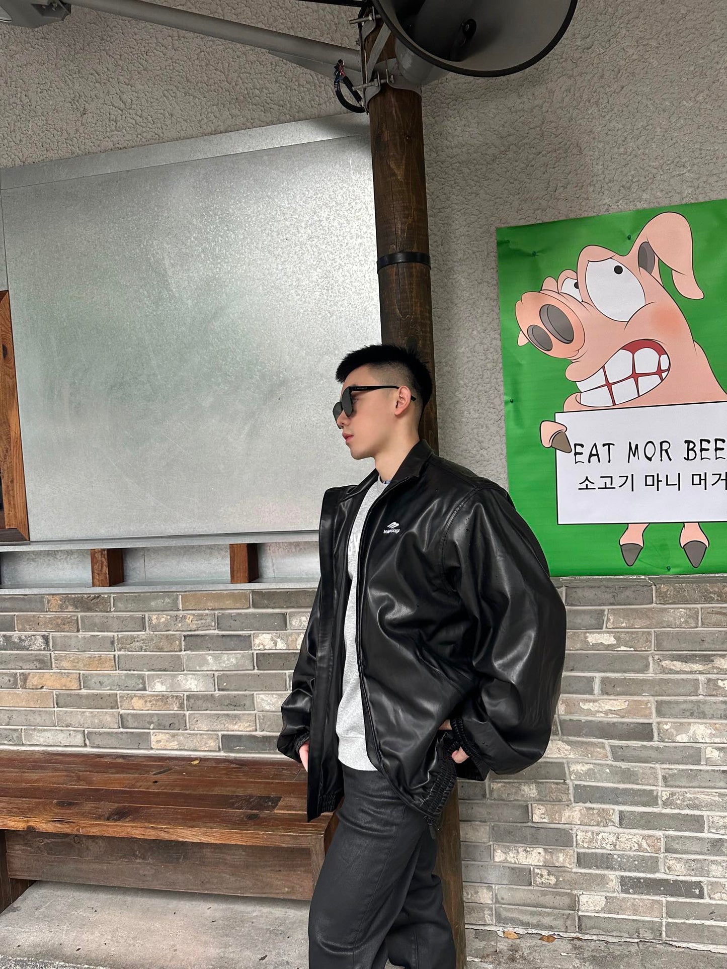 B  Sheepskin stand collar jacket