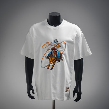 1V 2025ss Graphic Embroidered Cotton T-Shirt