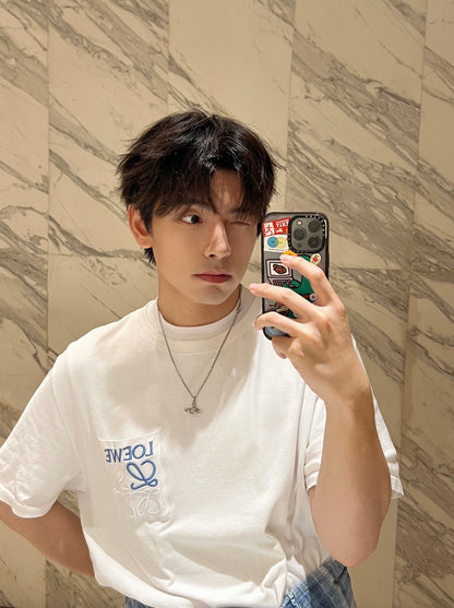 T-Shirt mit gesticktem Pocket-Logo 